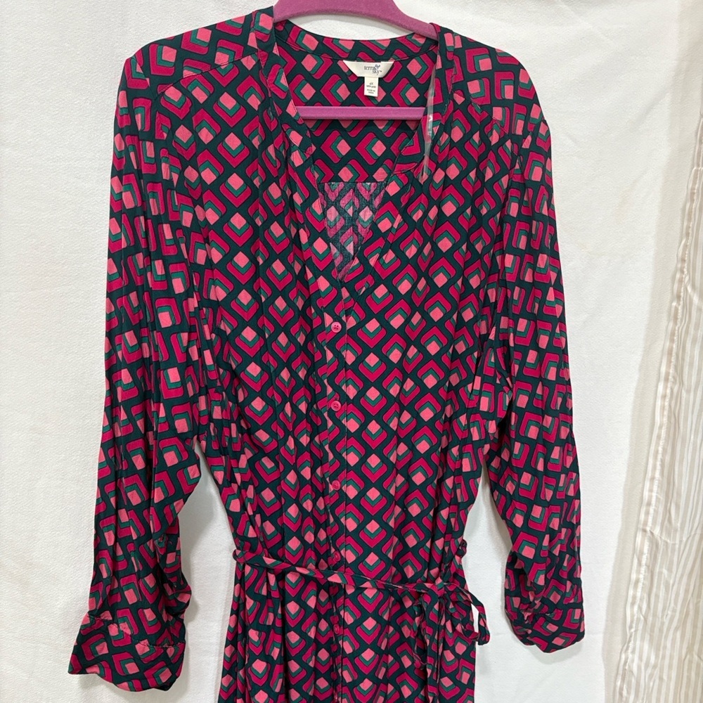 Geometric Pink and Black Dress